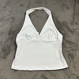 Free People Tank Top Womens Medium Halter  Athletic Stretch Preppy NEW